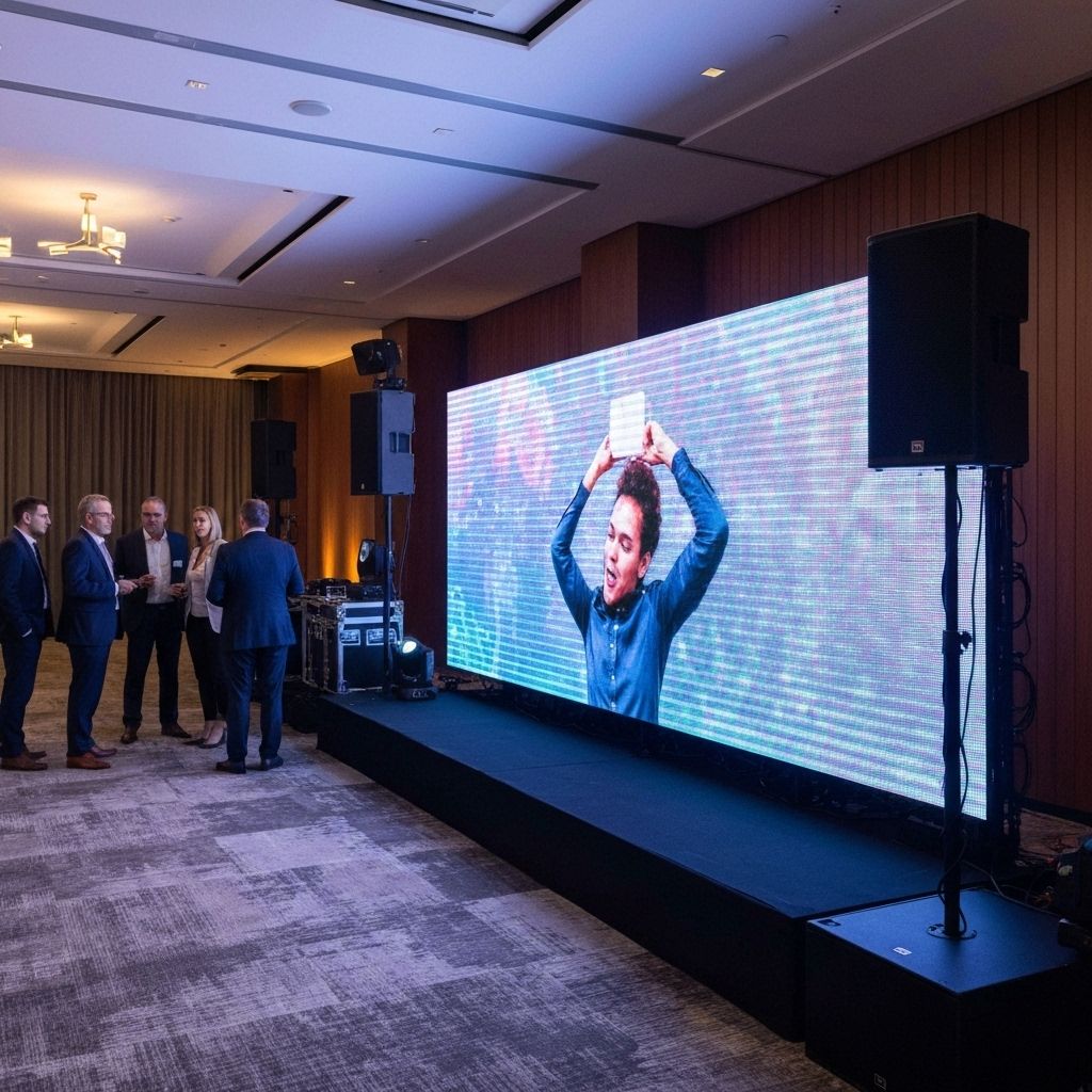 Evento corporativo com painel de LED